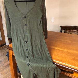 Express Army Green Thin Sweater Dress